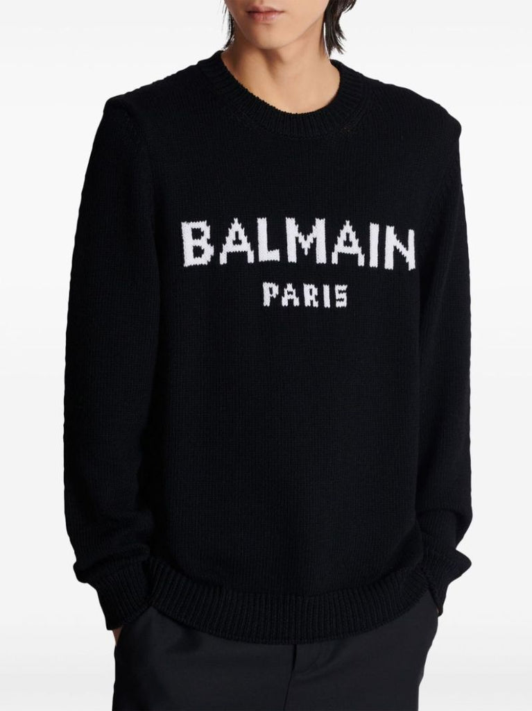 Black Logo-intarsia Wool Sweater