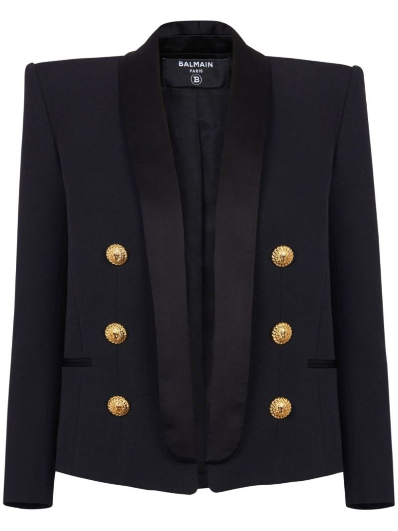 Black Double-breasted Wool Blazer