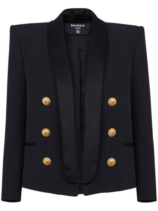 Black Double-breasted Wool Blazer