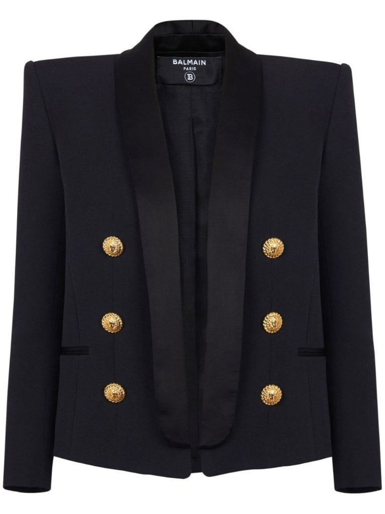 Black Double-breasted Wool Blazer