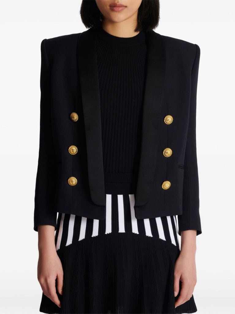 Black Double-breasted Wool Blazer