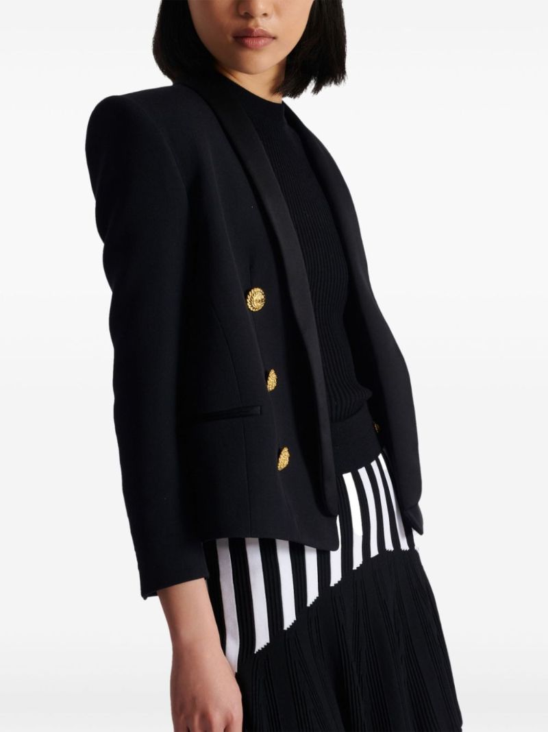 Black Double-breasted Wool Blazer