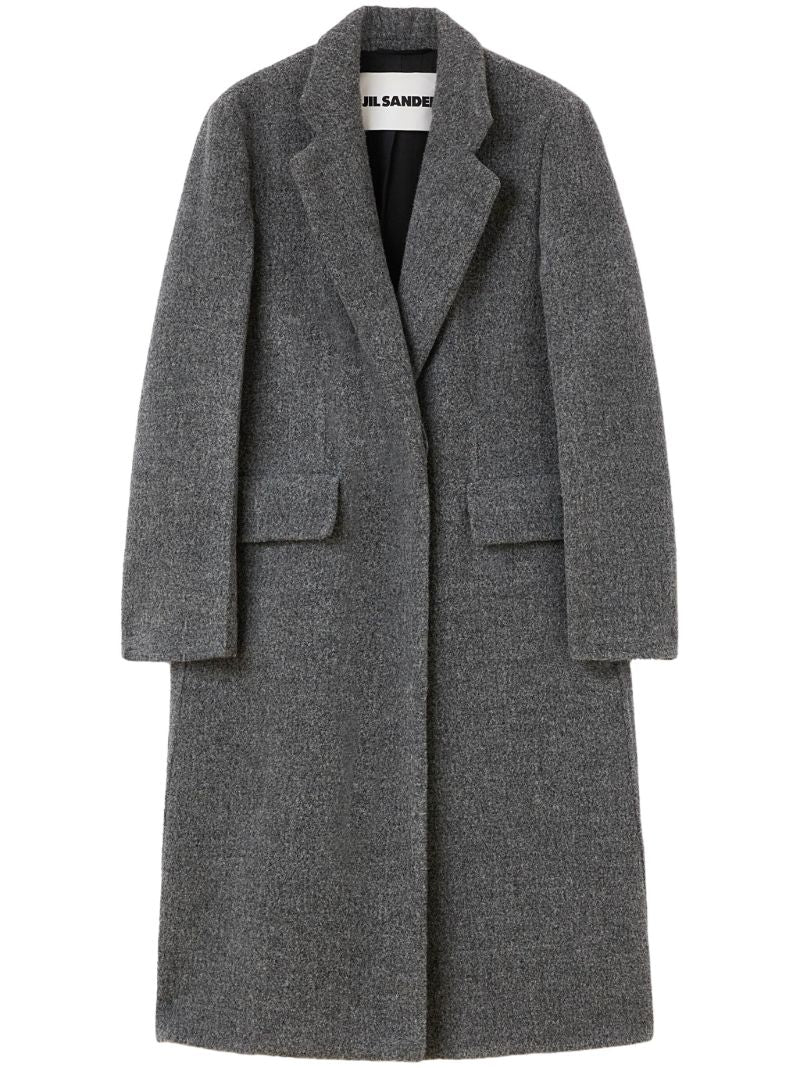 Grey Single-breasted Midi Coat