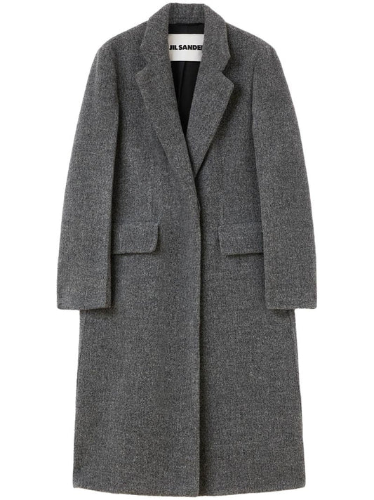 Grey Single-breasted Midi Coat