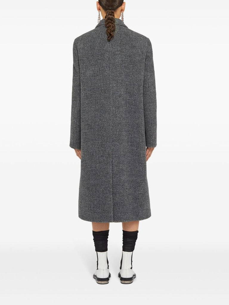 Grey Single-breasted Midi Coat
