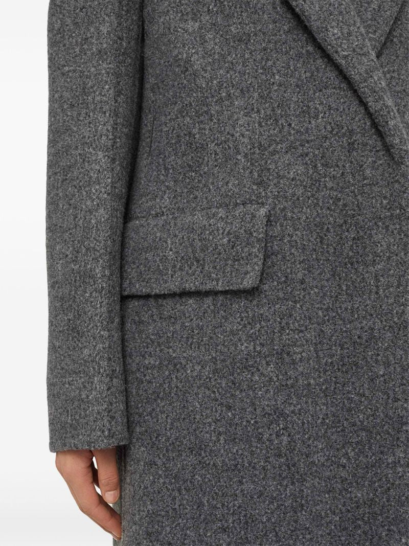 Grey Single-breasted Midi Coat