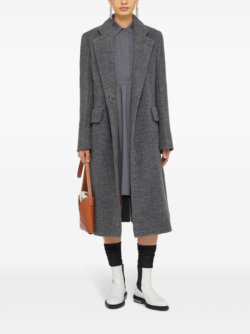 Grey Single-breasted Midi Coat
