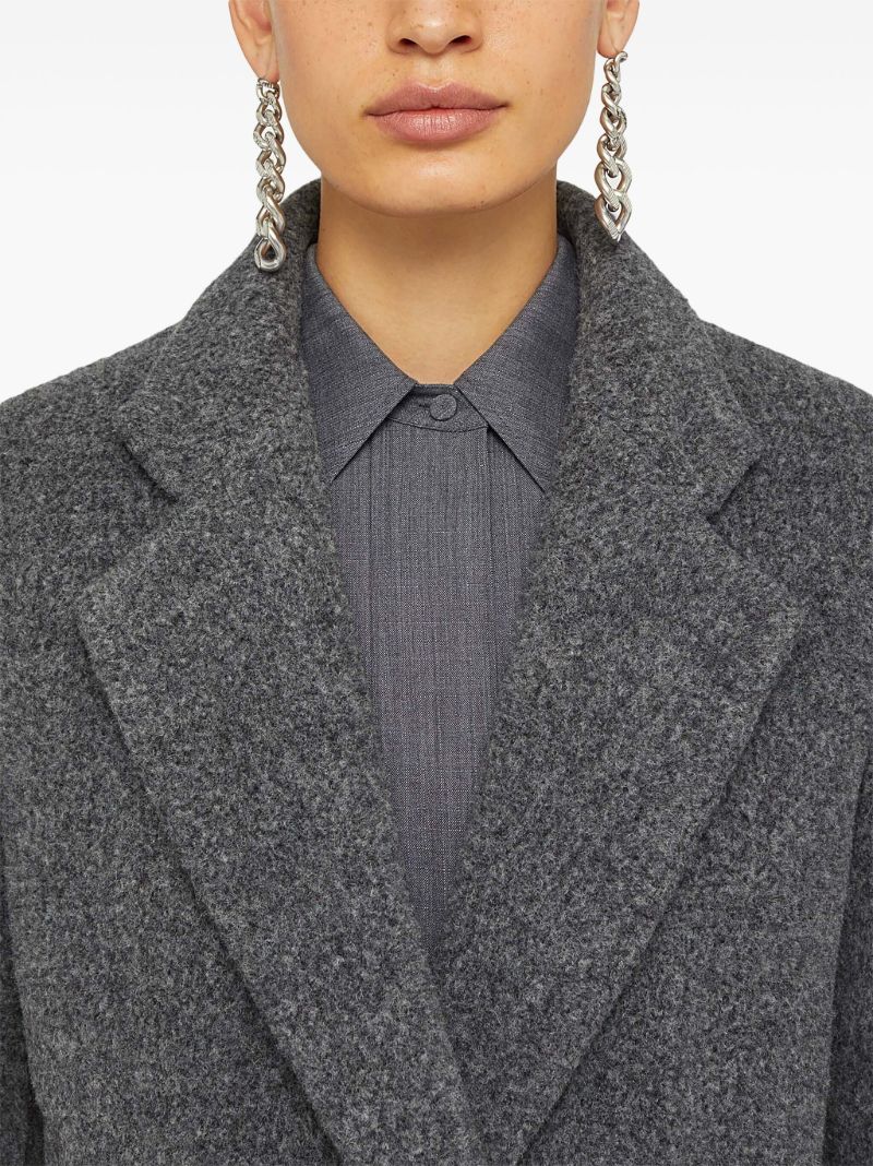 Grey Single-breasted Midi Coat