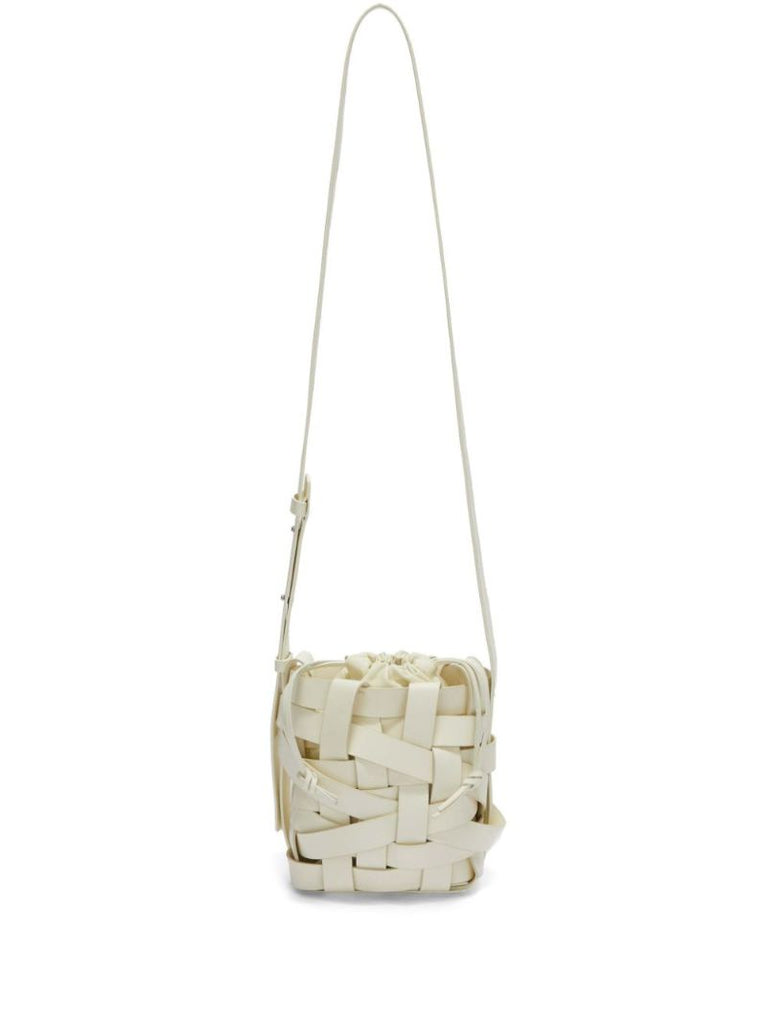 Neutral Woven Small Leather Cross Body Bag