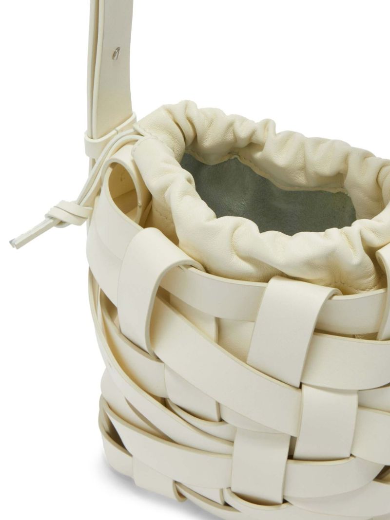 Neutral Woven Small Leather Cross Body Bag