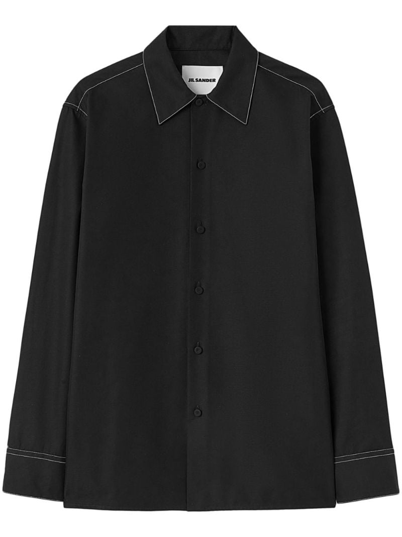 Black Contrast-stitching Shirt