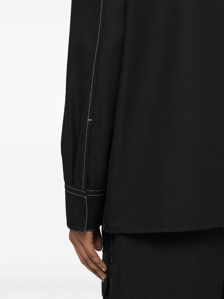 Black Contrast-stitching Shirt