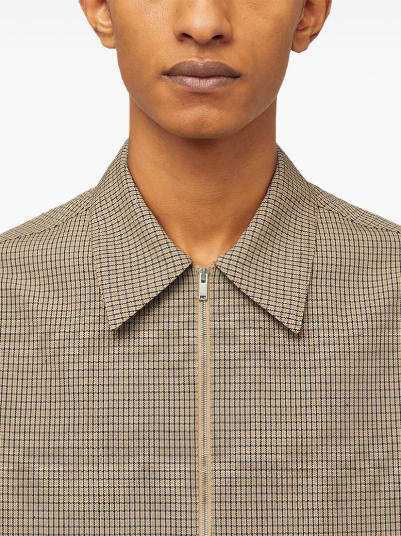Neutral Checked Wool Shirt Jacket