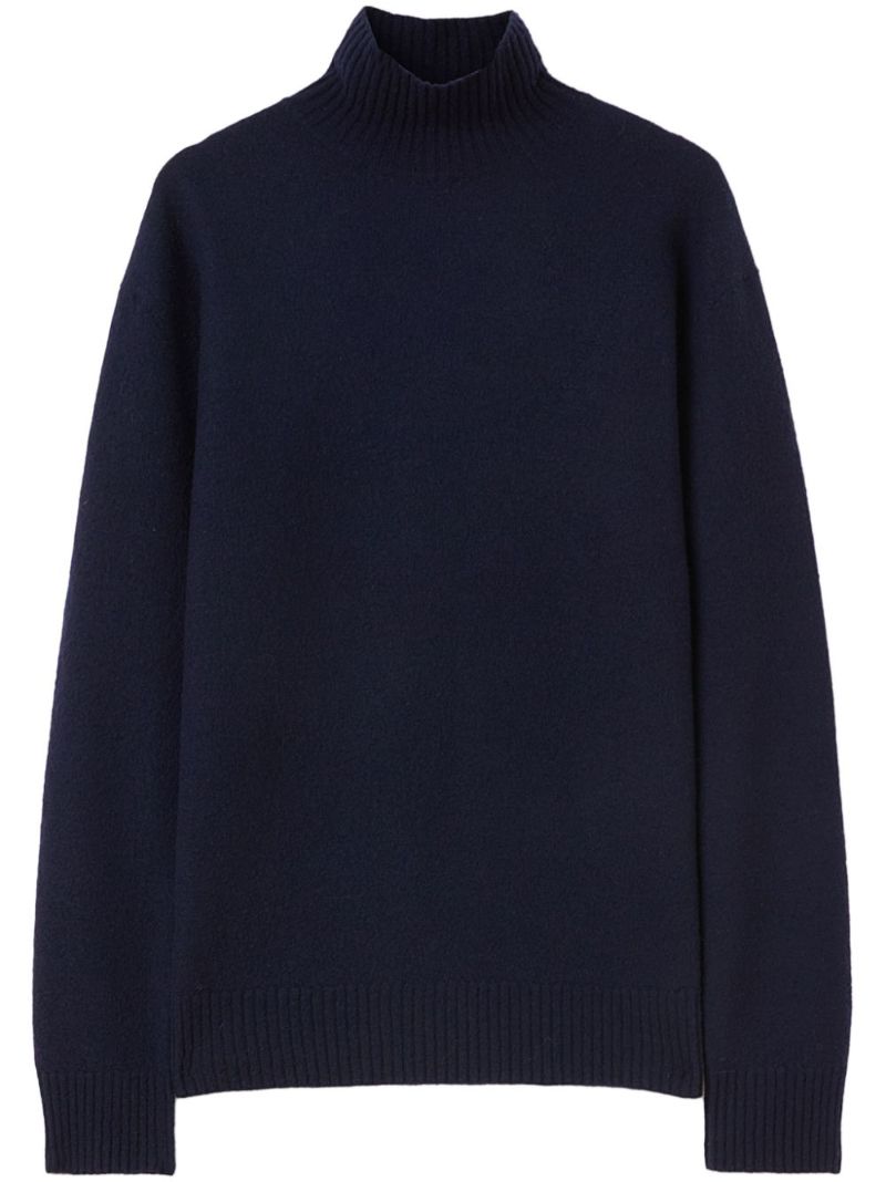 Blue Chain-embellished Wool Sweater