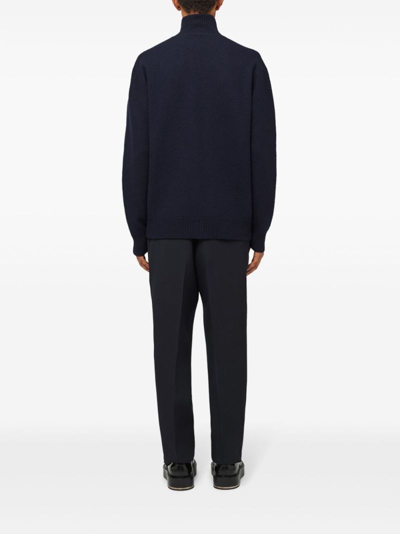 Blue Chain-embellished Wool Sweater