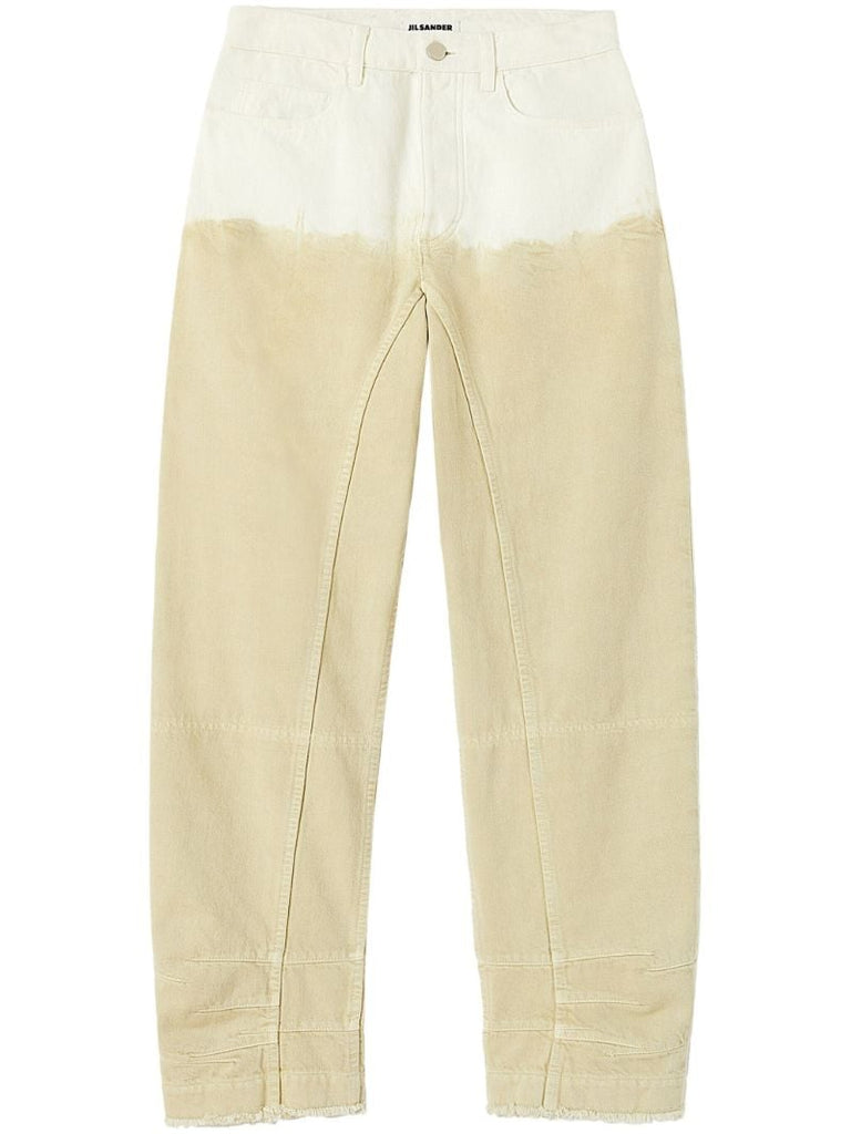 Neutral Bleach-wash Wide-leg Jeans