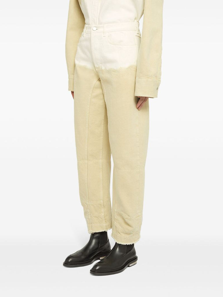 Neutral Bleach-wash Wide-leg Jeans