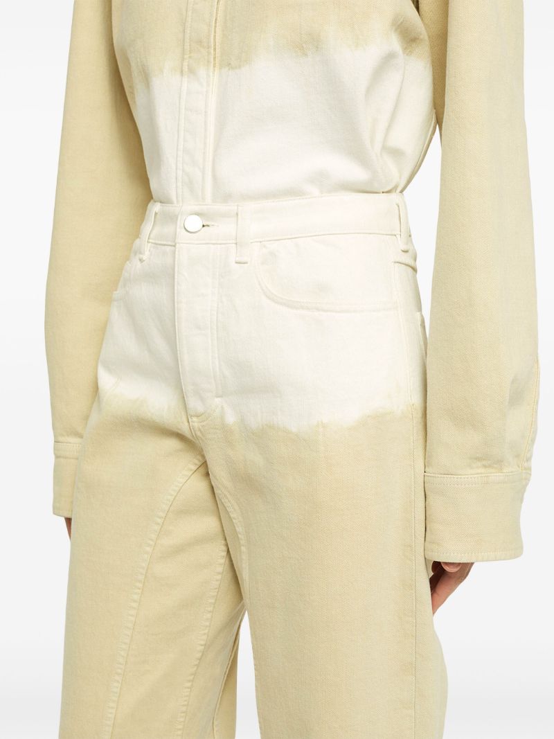 Neutral Bleach-wash Wide-leg Jeans