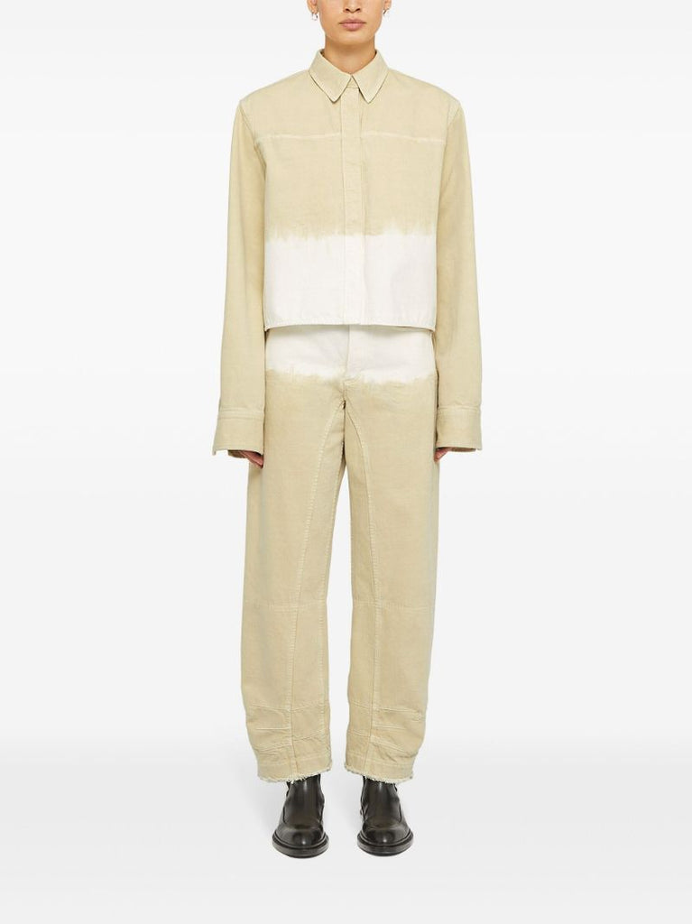 Neutral Bleach-wash Wide-leg Jeans