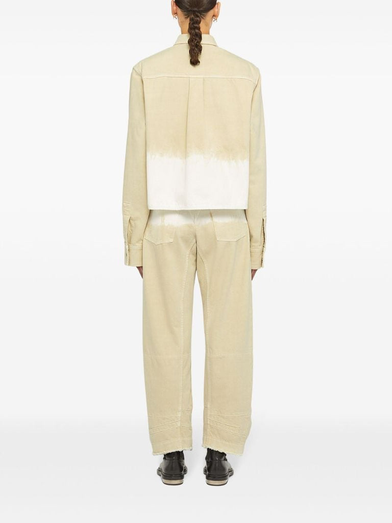Neutral Bleach-wash Wide-leg Jeans