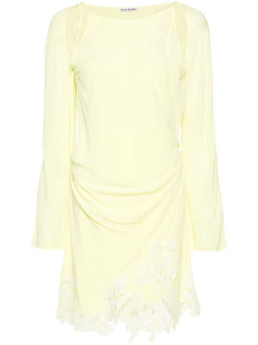 Yellow Lace Trim Dress