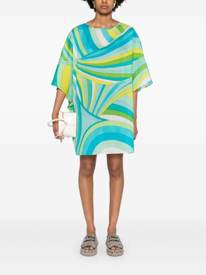 Blue Iride-print Cotton Dress