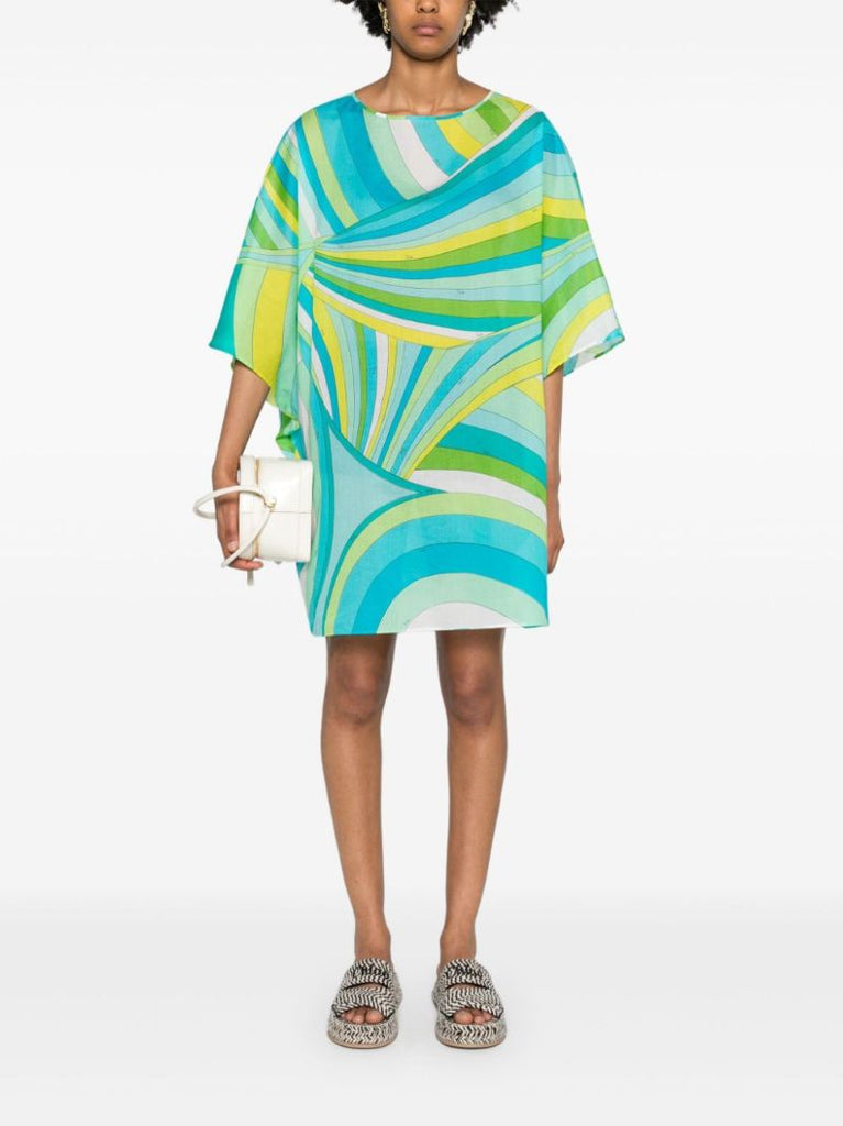 Blue Iride-print Cotton Dress
