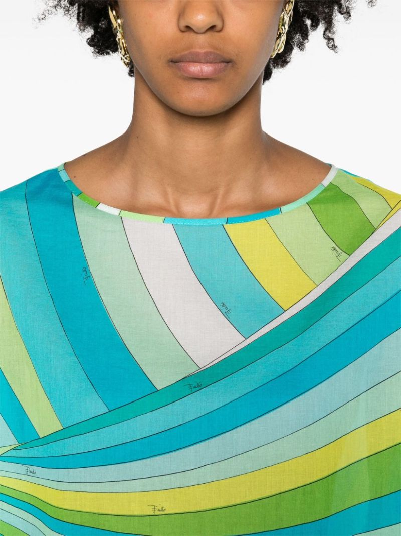 Blue Iride-print Cotton Dress