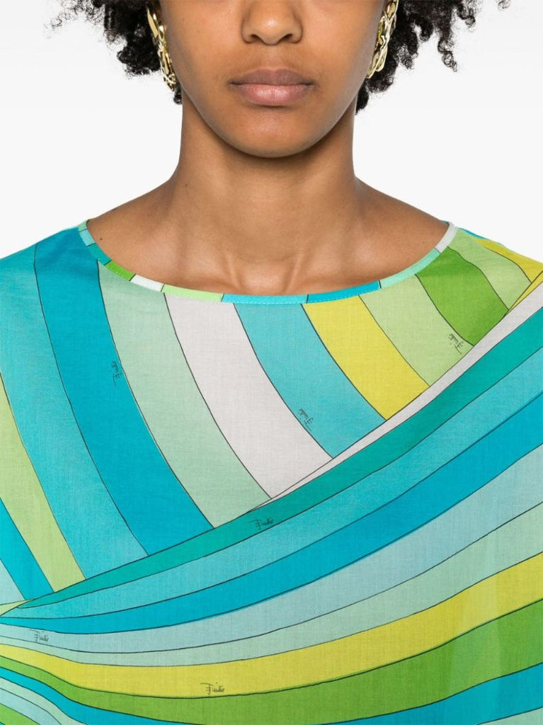 Blue Iride-print Cotton Dress