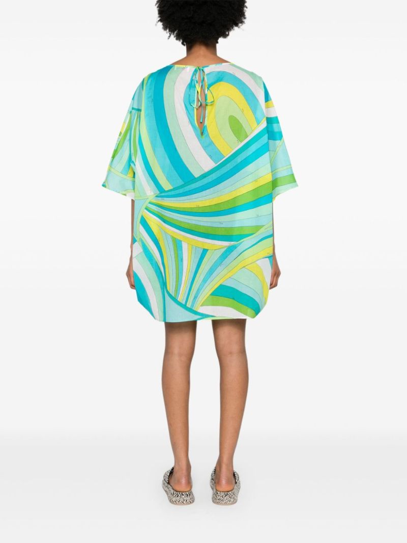 Blue Iride-print Cotton Dress