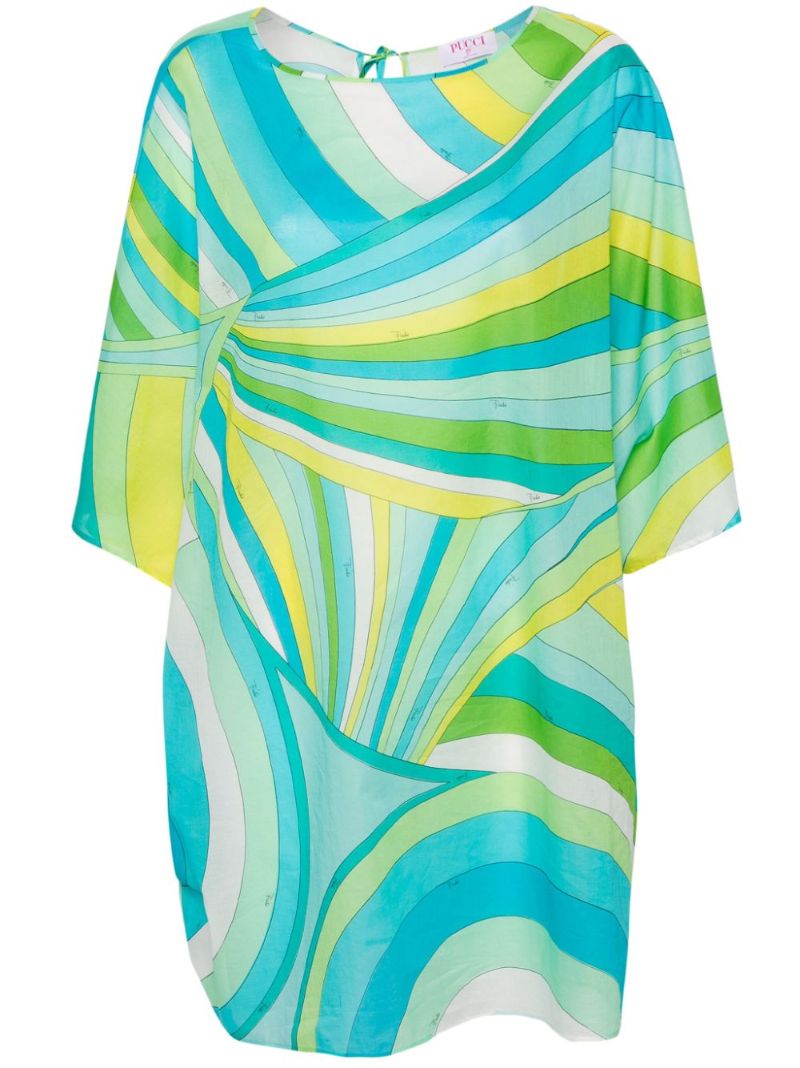 Blue Iride-print Cotton Dress