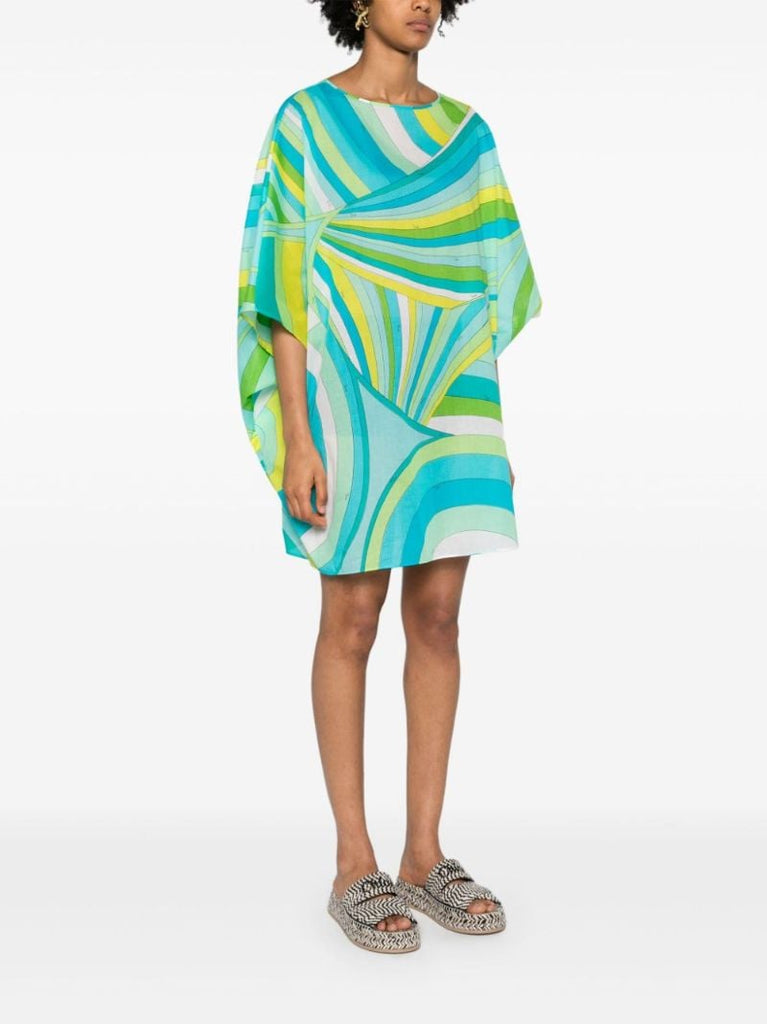 Blue Iride-print Cotton Dress