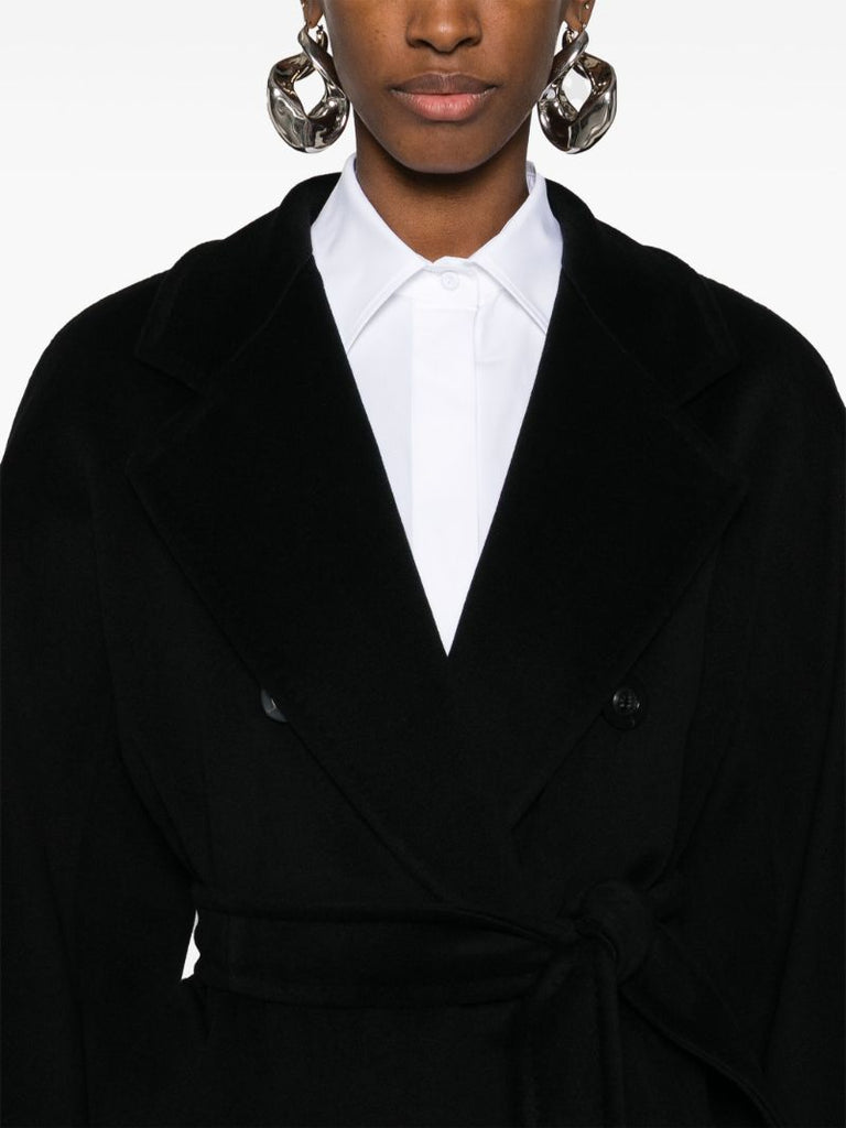 Black Double-breasted Virgin Wool Coat