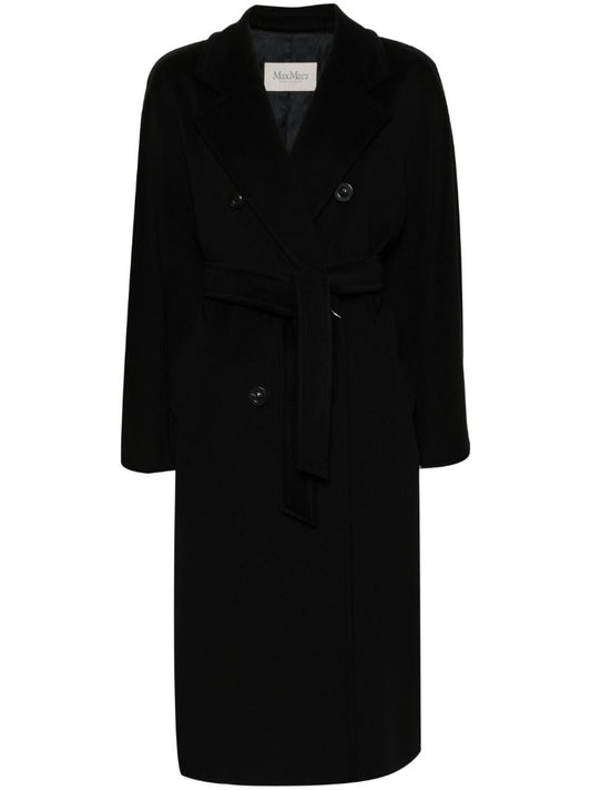 Black Double-breasted Virgin Wool Coat