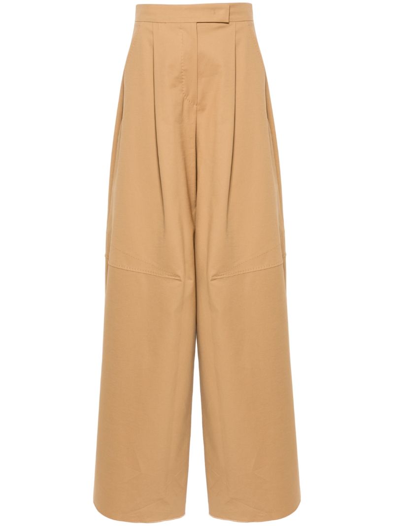 Neutral Wide-leg Cotton Trousers