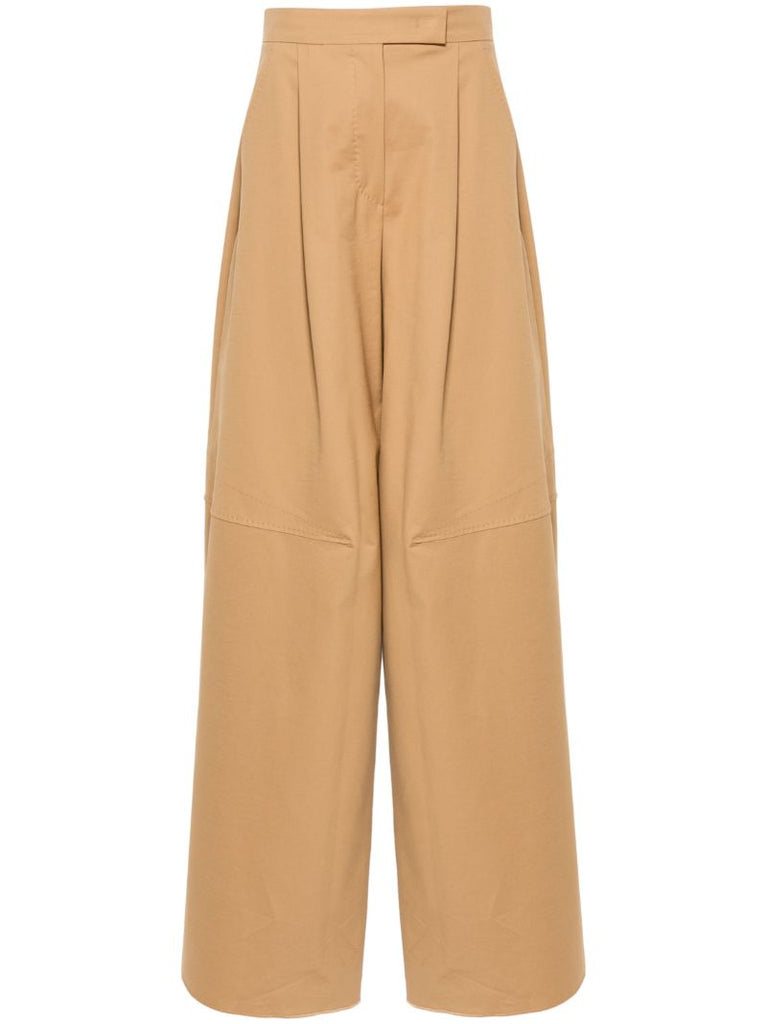 Neutral Wide-leg Cotton Trousers