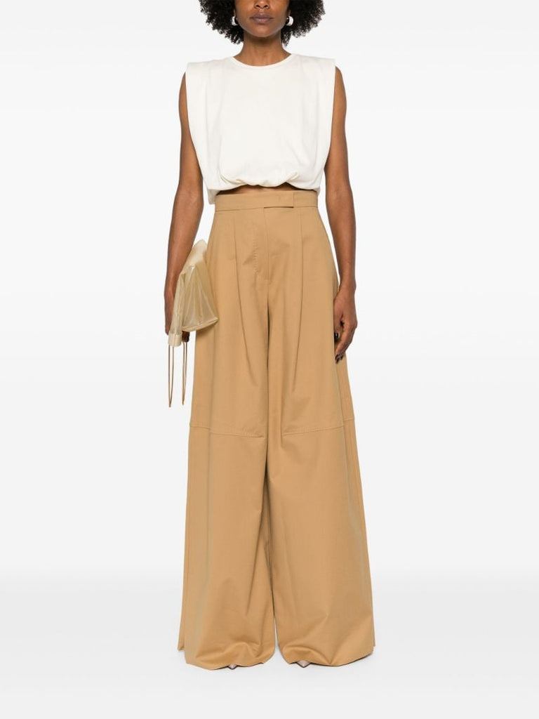 Neutral Wide-leg Cotton Trousers