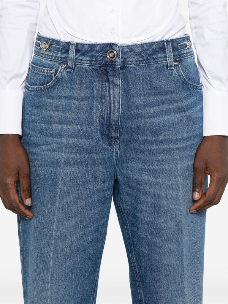 Blue Mid-rise Straight-leg Jeans