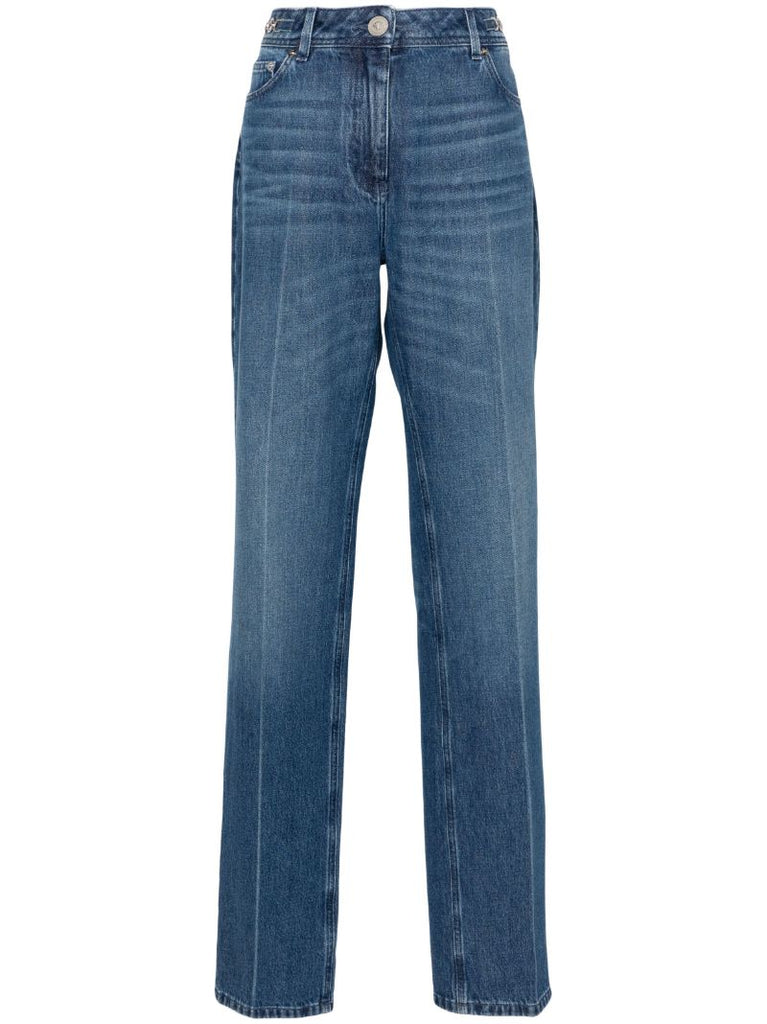 Blue Mid-rise Straight-leg Jeans