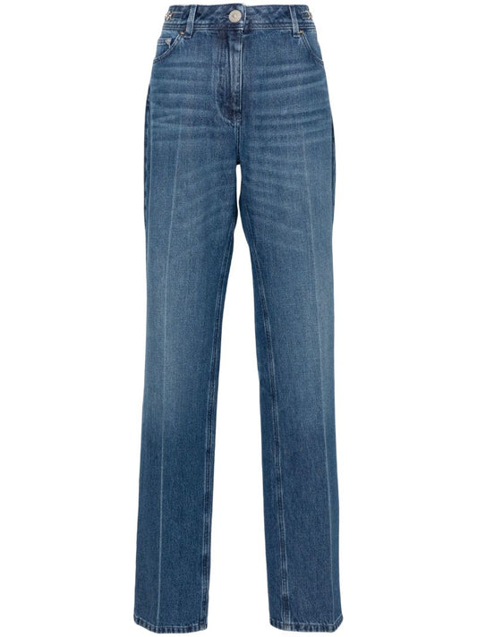 Blue Mid-rise Straight-leg Jeans