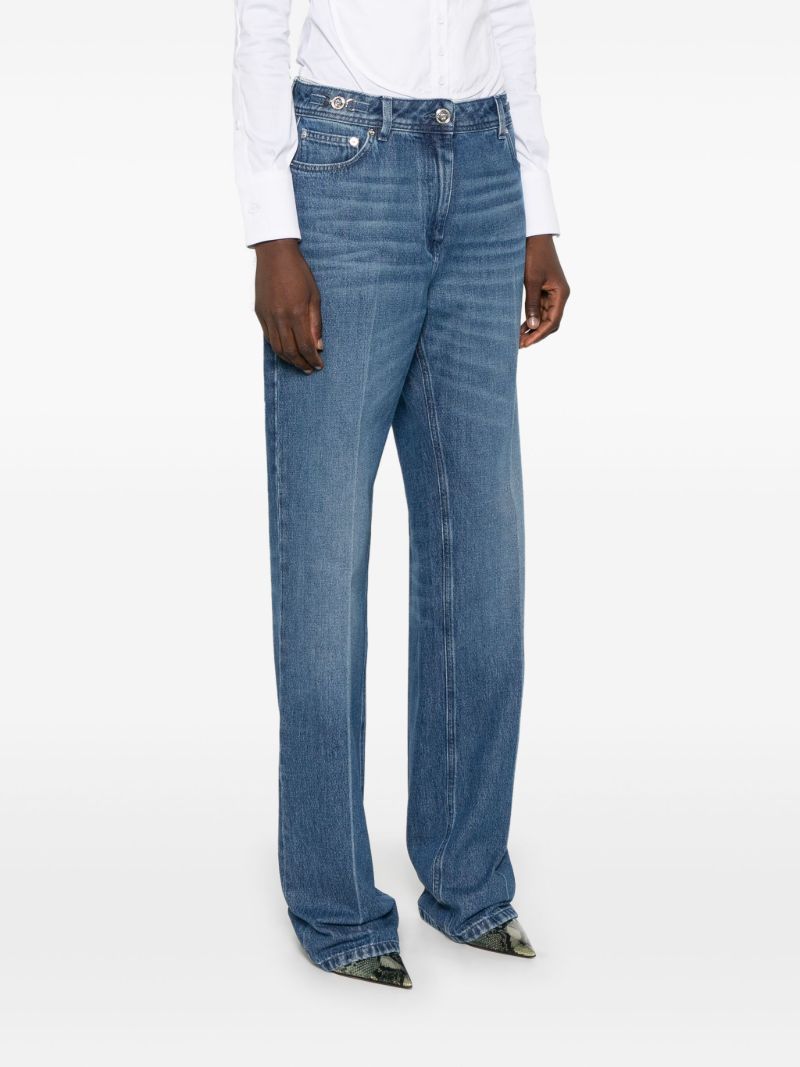 Blue Mid-rise Straight-leg Jeans