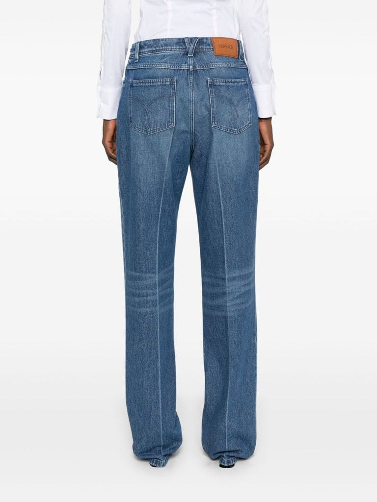 Blue Mid-rise Straight-leg Jeans