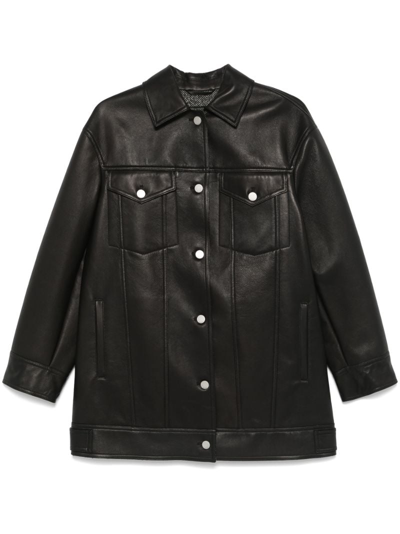 Press-stud Leather Jacket