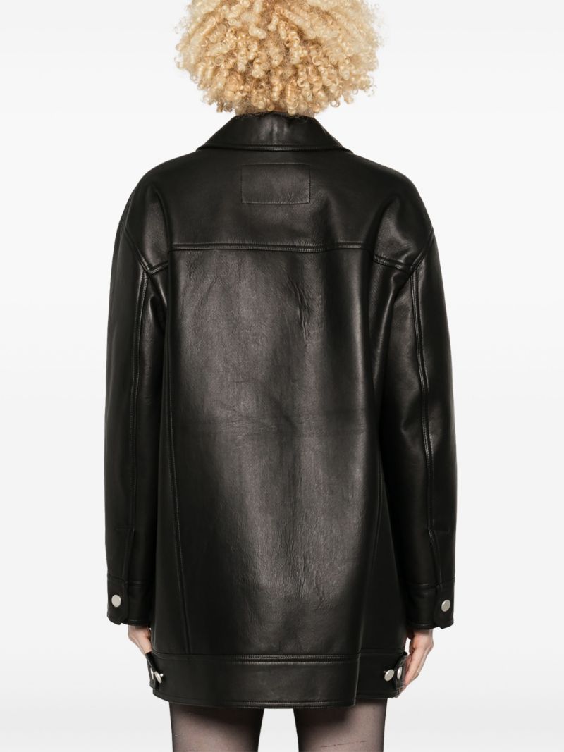 Press-stud Leather Jacket