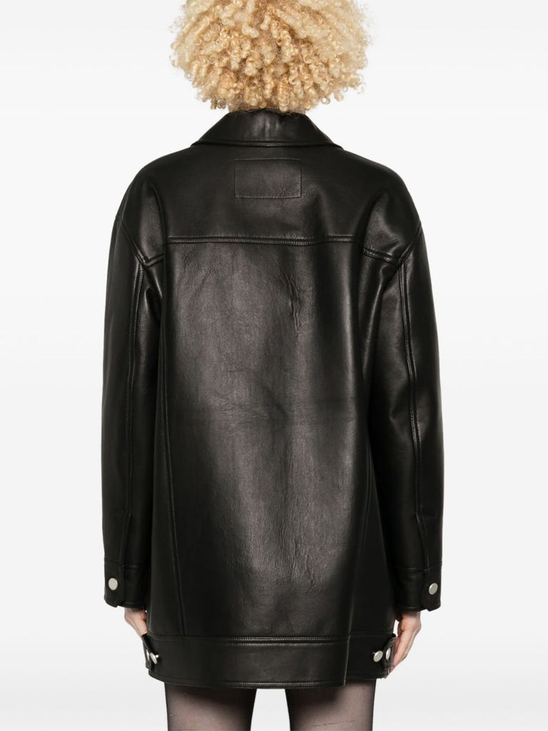 Press-stud Leather Jacket