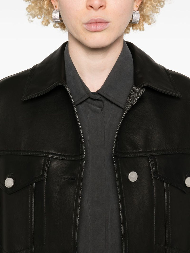 Press-stud Leather Jacket