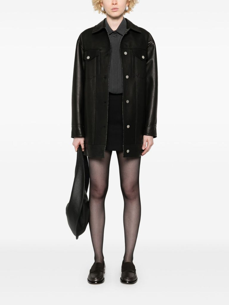 Press-stud Leather Jacket