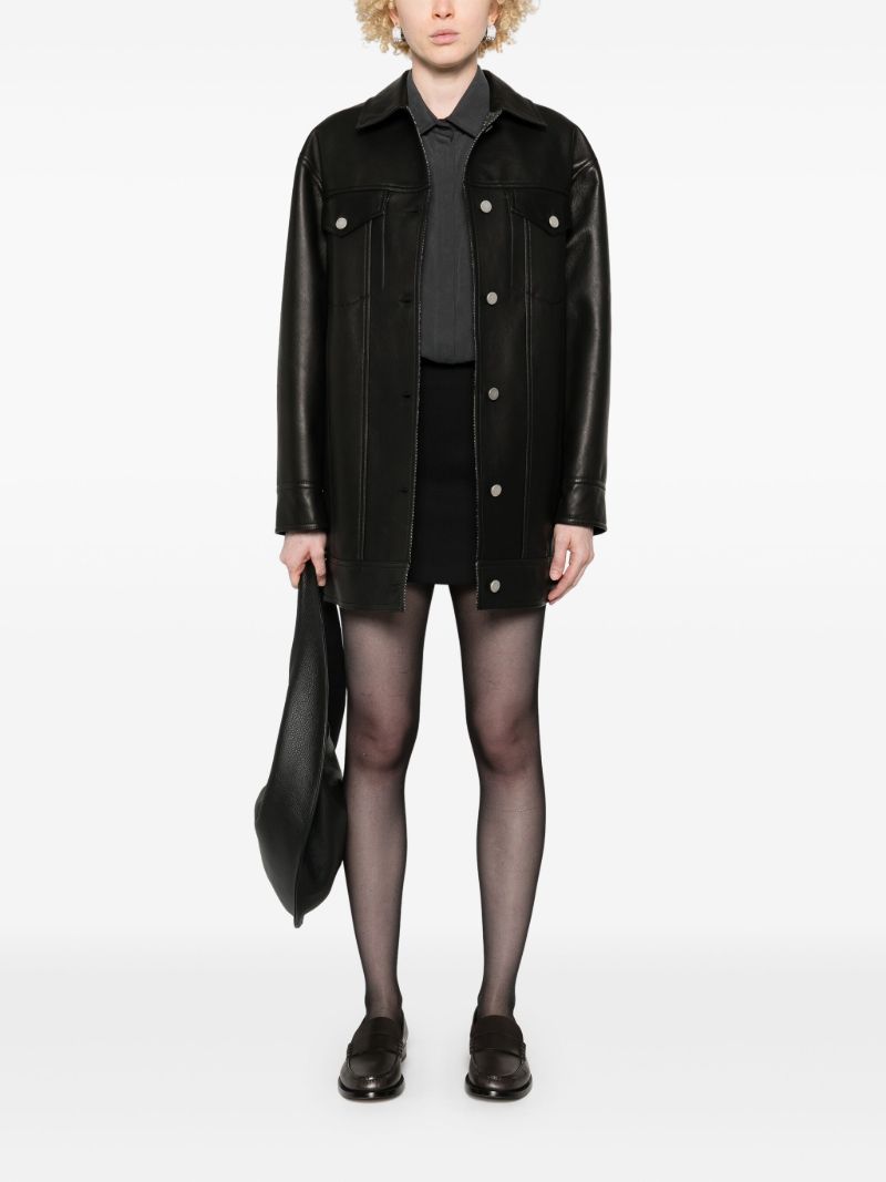 Press-stud Leather Jacket