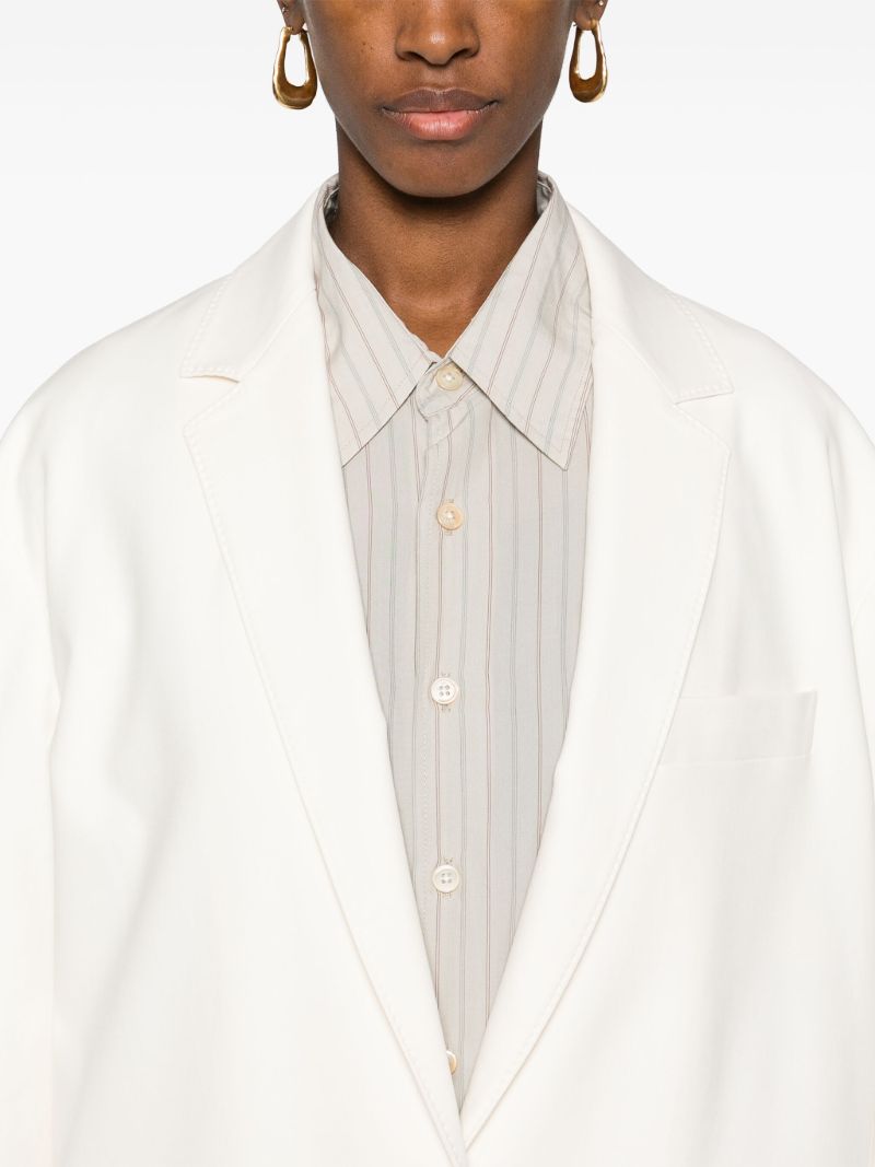 White Single-breasted Cotton Blazer