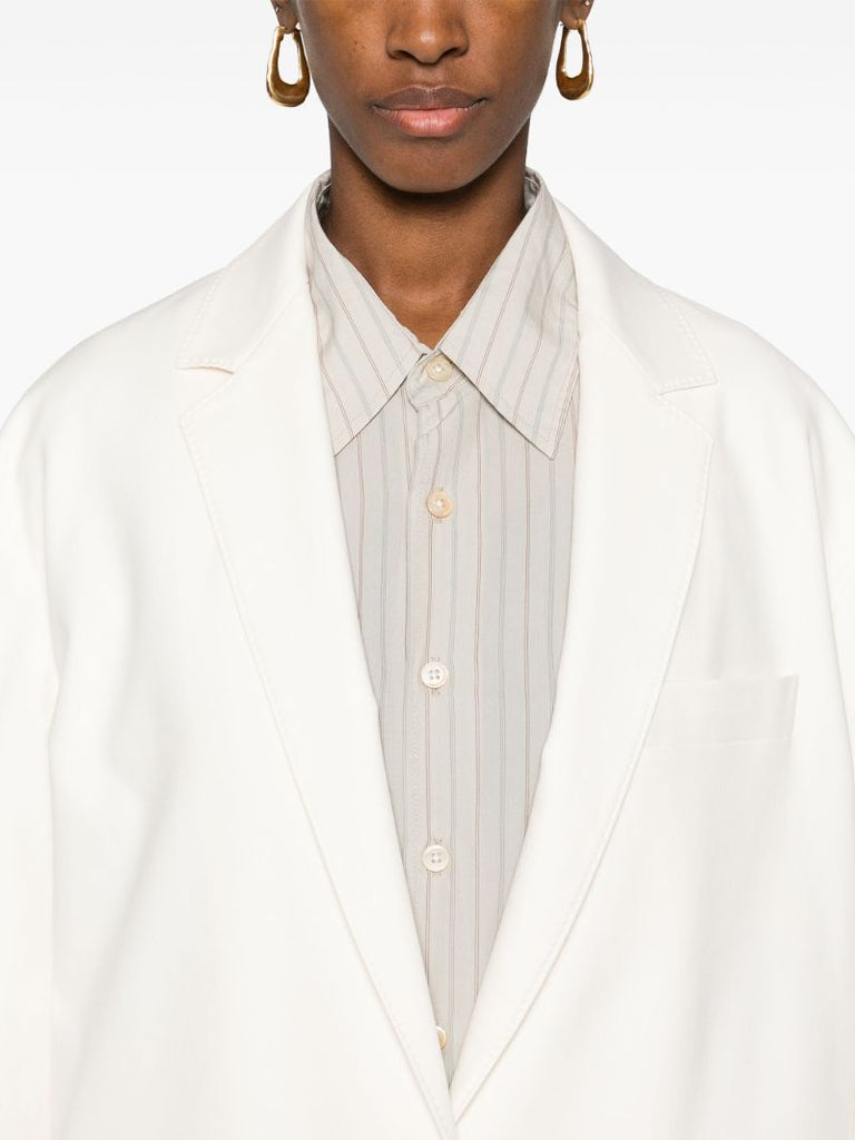 White Single-breasted Cotton Blazer